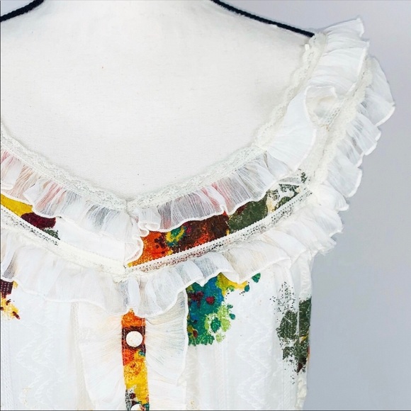 American Rag Floral Ruffle Sleeve Tank Top - Picture 5 of 7